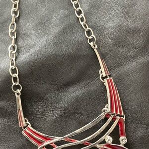 Elegant Red and Silver Necklace